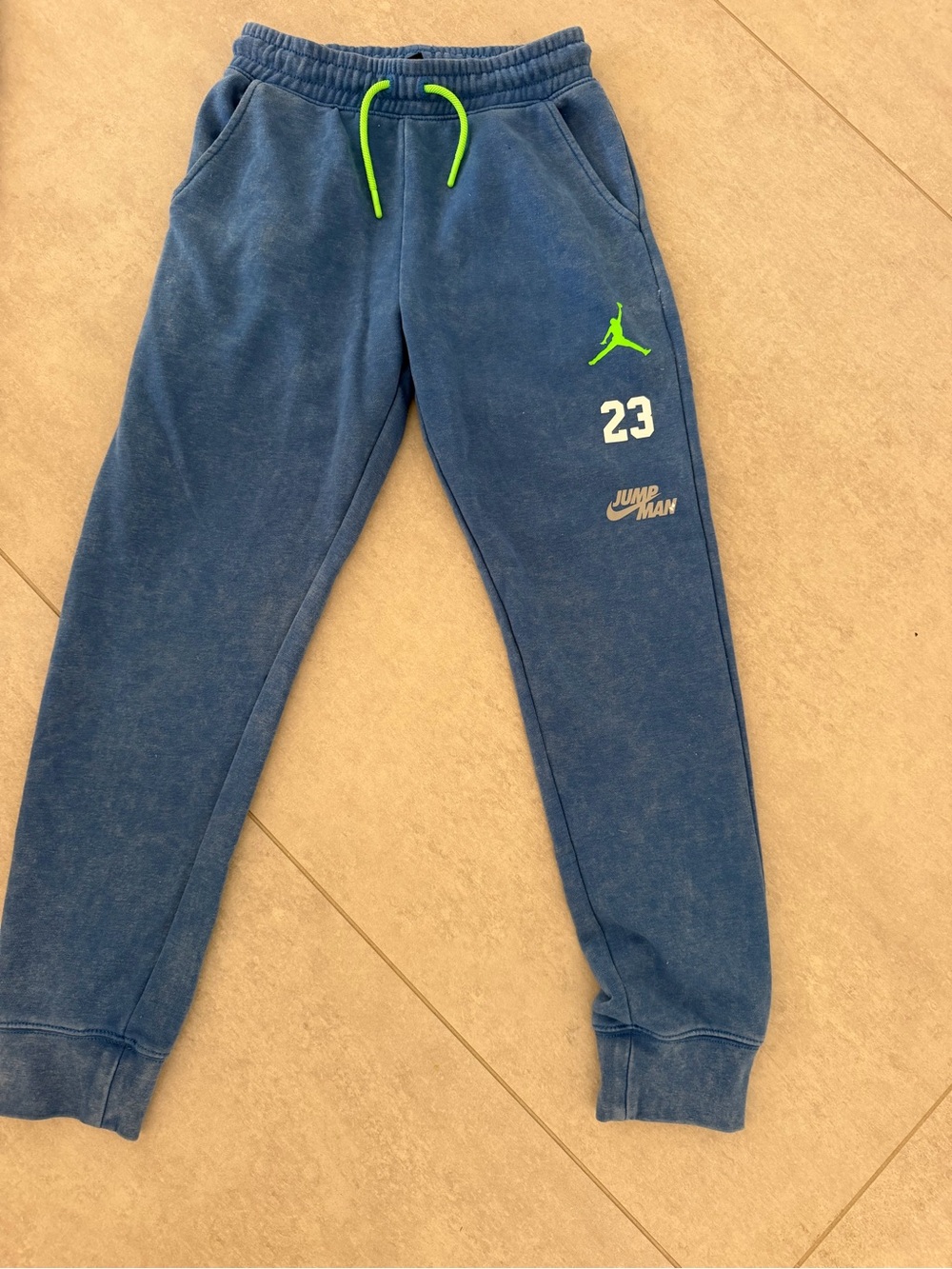 Jordan Boys Blue Joggers with Neon Green Accents